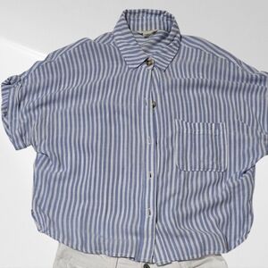 Blue Striped Women's Shirt and White Skinny Jeans